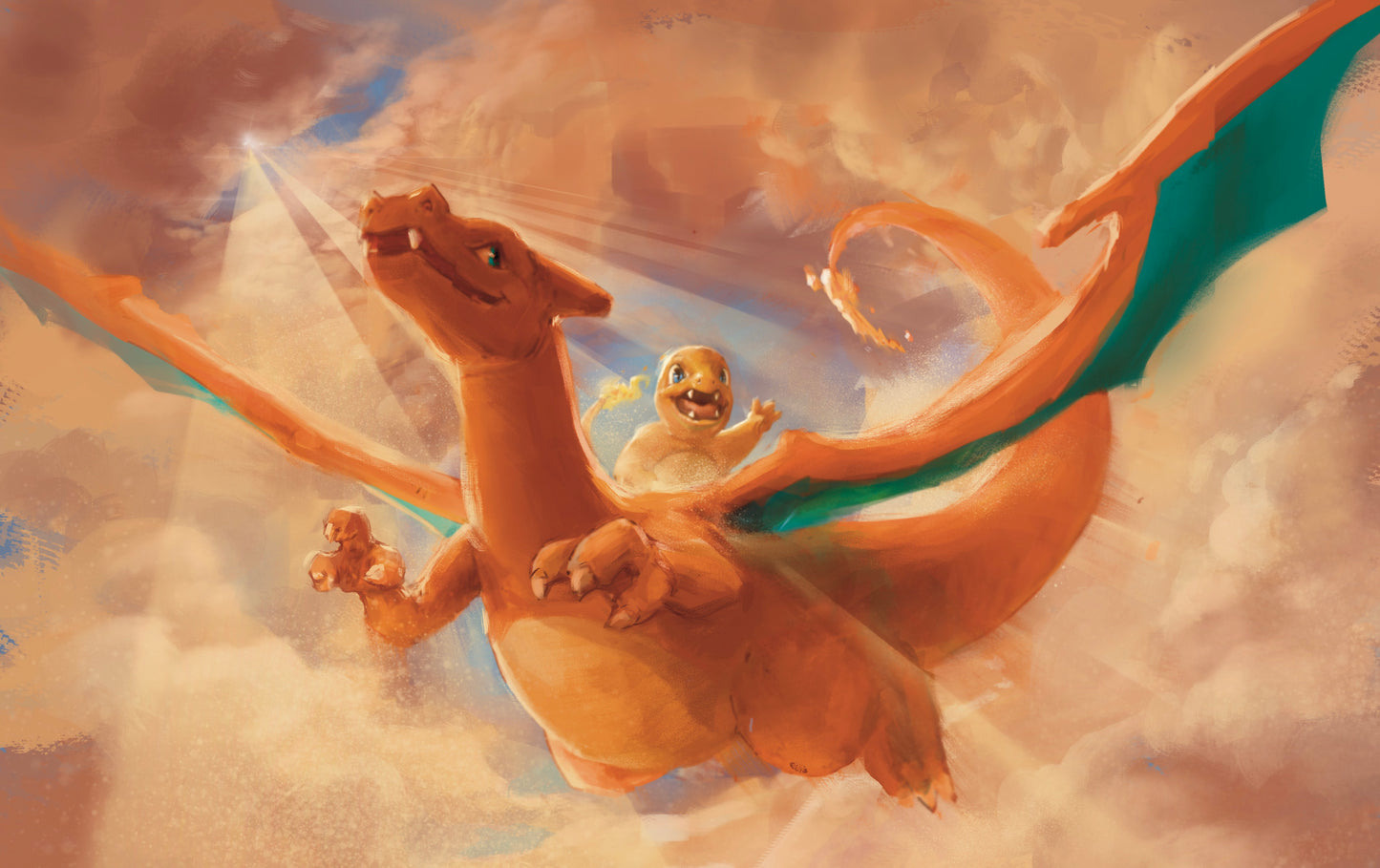 Pokémon Charizard Sunny Day Illustration 12x8.5” Print